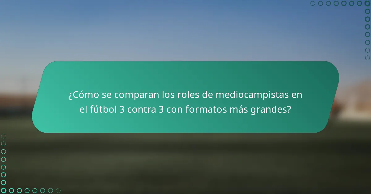 ¿Cómo se comparan los roles de mediocampistas en el fútbol 3 contra 3 con formatos más grandes?